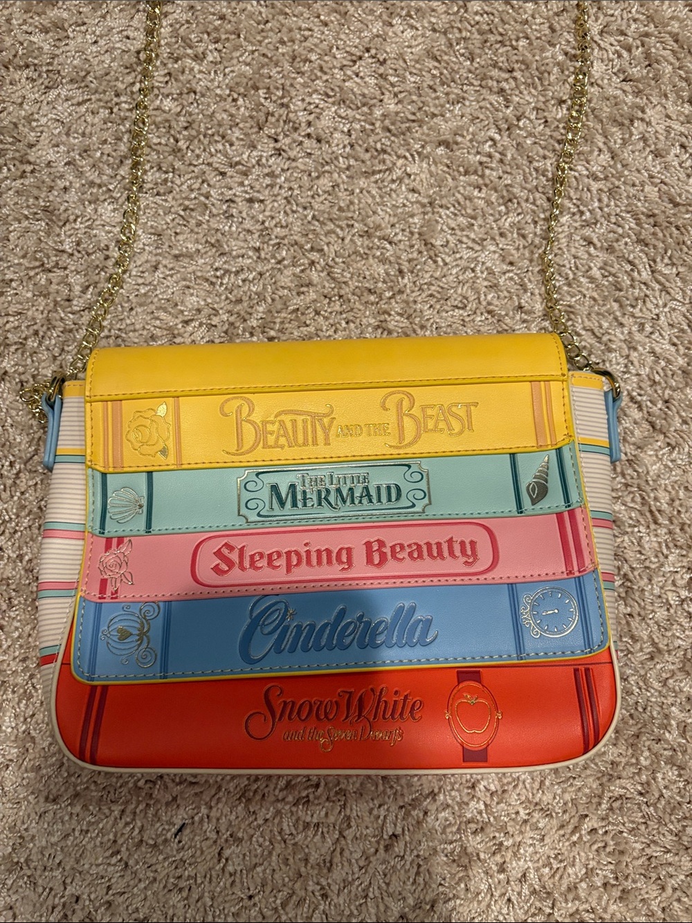 Multicolor Storybook Spine Crossbody Bag with Blue Strap - Picture 2 of 8